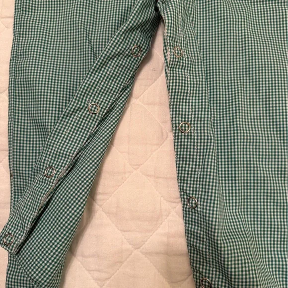 Green gingham Pinocchio smocked John - Picture 5 of 7